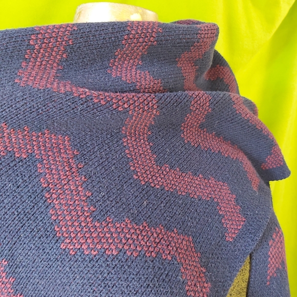 Nicole Miller Chevron Striped Shawl Wrap Open Front Poncho Blanket Cape~ - Picture 5 of 7